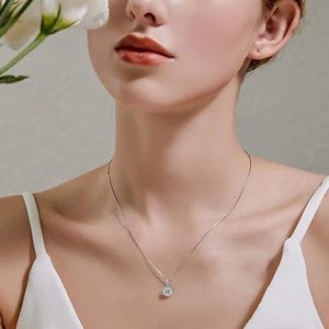 NEW! Moissanite Sunburst Halo Sterling Silver 925 Pendant